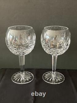 2 WATERFORD CRYSTAL Balloon Wine Glasses 7-1/8 Lismore Pattern MINT COND