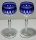 2 Waterford Clarendon Wine Hock Glasses Cobalt Blue 8 Tall
