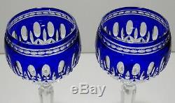 2 Waterford Clarendon Wine Hock Glasses Cobalt Blue 8 Tall