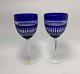 2 Waterford Crystal 8 3/4 Serenity Sapphire Blue Water Goblets Pristine