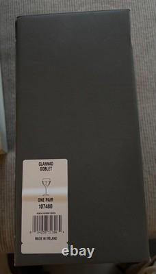2 Waterford Crystal Clannad Claret Wine Glass Pair 8 1/8 Free Shipping
