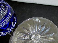 2 Waterford Crystal Clarendon Cobalt Blue Wine Hock Glasses 8 Inch