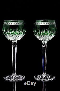 2 Waterford Crystal Clarendon Emerald Green Wine Hock Glasses Sean O'donnell