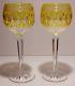 2 Waterford Crystal Clarendon Wine Hock Glasses Amber Yellow