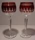 2 Waterford Crystal Clarendon Wine Hock Glasses Ruby Red