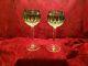 2 Waterford Crystal Emerald Green Clarendon Wine Glass Hock Goblets
