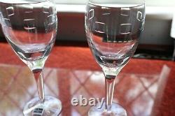 2 Waterford Crystal Geo Wine Glasses by John Rocha Pristine + Labels 21cm tall