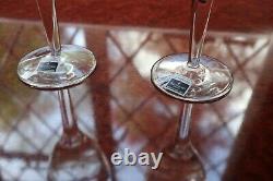 2 Waterford Crystal Geo Wine Glasses by John Rocha Pristine + Labels 21cm tall