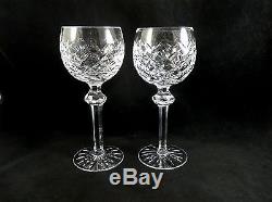 2 Waterford Crystal Hock Wine Goblets Glasses Powerscourt old mark IRELAND