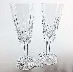 2 Waterford Crystal Lismore Champagne Glasses Wine Flute Stemware 7 1/4 #A