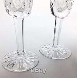 2 Waterford Crystal Lismore Champagne Glasses Wine Flute Stemware 7 1/4 #A