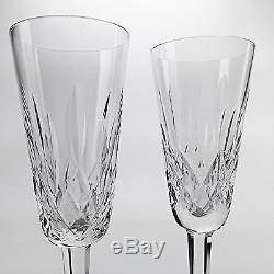 2 Waterford Crystal Lismore Champagne Glasses Wine Flute Stemware 7 1/4 #B