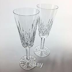 2 Waterford Crystal Lismore Champagne Glasses Wine Flute Stemware 7 1/4 #B