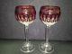 2 Waterford Crystal Ruby Red Cut to Clear Clarendon Wine Hocks