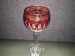 2 Waterford Crystal Ruby Red Cut to Clear Clarendon Wine Hocks