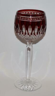 2 Waterford RUBY Colored Crystal Clarendon Wine Hock Goblets 8H -Mint
