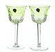 2 Waterford Simply Lime Cased Green Cut to Clear Crystal Wine Water Goblets New