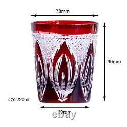 220ml/7.8oz Hand Cut To Clear Crystal Drinkware Whisky Wine Glass Set Of 5 PCS