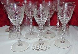 24 Libbey Rock Sharpe Crystal Cut 3005-7 Water Wine Champagne Juice Glasses
