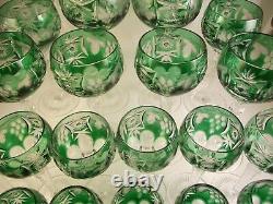 24pc Nachtmann Traube Crystal Green Wine Hocks Sherry Cordial Glasses Goblets
