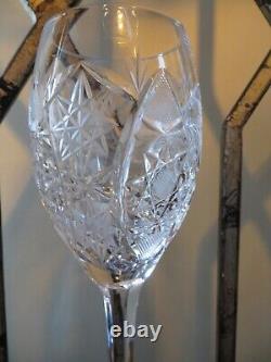 29 Vintage Crystal Hobstar Pattern heavy beautiful wine / champagne glasses