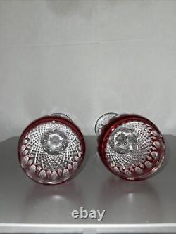 2PC Waterford Crystal Clarendon Red WINE HOCK Glasses signed Cut to clear