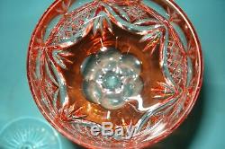 2pc Heavy cut Crystal Glass Red orange bohemian hock wine drinking Goblet glass