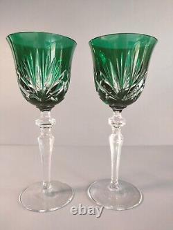 2pc SET Gorham Cherrywood Green Wine Glasses Hock 8 1/4