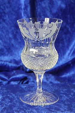 2x Edinburgh Crystal Thistle Wine / Water Glass 5.1 Tall First Quality & Signed