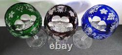 3 AJKA Crystal Cut to Clear 8 1/4 Wine Glasses Multicolor Exquisite