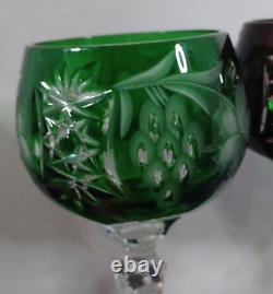 3 AJKA Crystal Cut to Clear 8 1/4 Wine Glasses Multicolor Exquisite