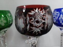 3 AJKA Crystal Cut to Clear 8 1/4 Wine Glasses Multicolor Exquisite