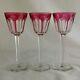 3 Beautiful Baccarat Crystal Ruby Rhine Harcourt Wine Glasses