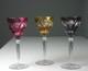 3 Vintage Bohemian Crystal Cut-to-Clear Hock Wine Glass Goblet