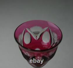 3 Vintage Bohemian Crystal Cut-to-Clear Hock Wine Glass Goblet