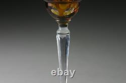3 Vintage Bohemian Crystal Cut-to-Clear Hock Wine Glass Goblet