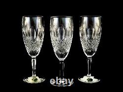 3 Waterford Crystal Colleen Tall Stem Champagne Flutes Wine Glasses