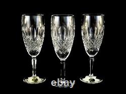 3 Waterford Crystal Colleen Tall Stem Champagne Flutes Wine Glasses