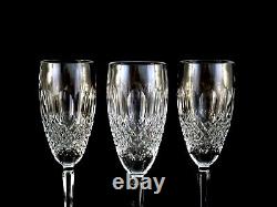 3 Waterford Crystal Colleen Tall Stem Champagne Flutes Wine Glasses