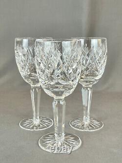 3 Waterford Cut Crystal DONEGAL AVOCA 6 ½ Claret Wine Glasses MINT