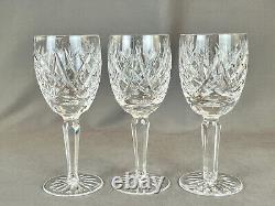 3 Waterford Cut Crystal DONEGAL AVOCA 6 ½ Claret Wine Glasses MINT