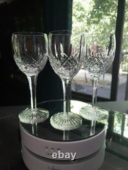 (3) Wine Glasses 6-7/8 Goblets, Cut Clear Crystal Edinburgh Montrose Signed