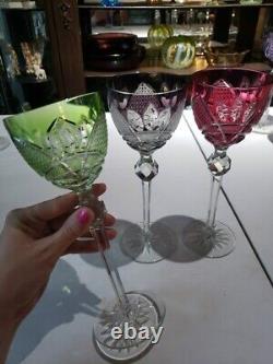 3 Wine goblets 8-3/4 Glasses, Cut to clear Crystal Val Saint Lambert Riverton