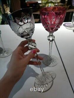 3 Wine goblets 8-3/4 Glasses, Cut to clear Crystal Val Saint Lambert Riverton