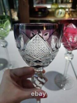 3 Wine goblets 8-3/4 Glasses, Cut to clear Crystal Val Saint Lambert Riverton