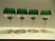 4 AJKA Castille Emerald Green cut to clear crystal balloon wine goblets