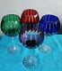4 AJKA Cut Crystal Balloon Wine Goblets Glasses Castille Multi NOS w Box