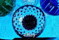 4 AJKA Cut Crystal Balloon Wine Goblets Glasses Castille Multi NOS w Box