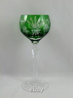 4 AJKA Cut Crystal Glass Hock Wine Goblets Martisa Blue Red Green Purple