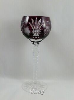 4 AJKA Cut Crystal Glass Hock Wine Goblets Martisa Blue Red Green Purple